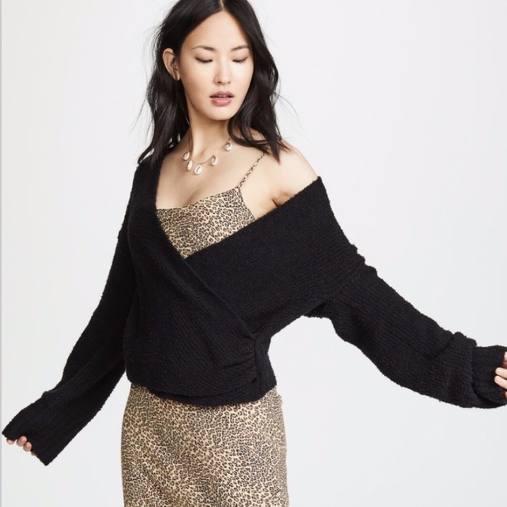 NWOT Free People Sensual Wrap Sweater Black
